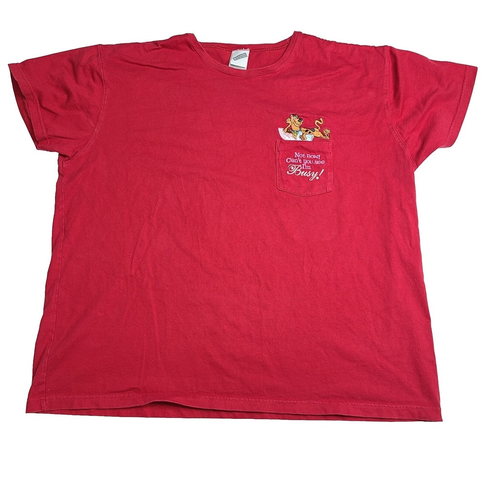 Vintage Warner Bros Scooby-Doo Pocket T-Shirt Red 90s Cartoon Women's Size XXL
